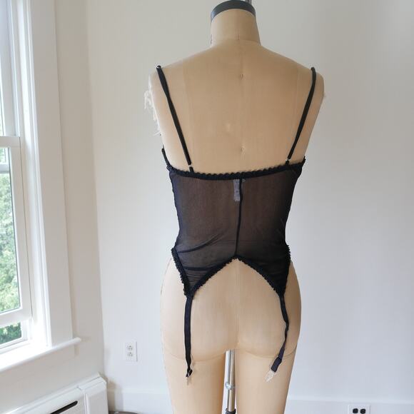 Vintage Corset Basque Black Lace open bust 80s vintage lingerie by Escante M - Picture 5 of 7